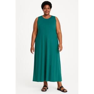 J.Jill Dress Womens Plus 3X Teal Sleeveless Maxi Crew Neck‎ Summer Casual Chic